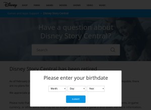 How disneystorycentral.com looks like on a tablet such as an iPad.