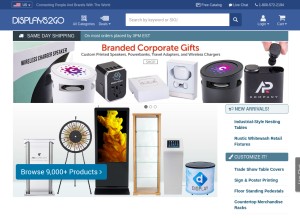 How displays2go.com looks like on a tablet such as an iPad.