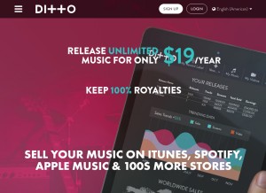 How dittomusic.com looks like on a tablet such as an iPad.