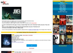 How divxcrawler.club looks like on a tablet such as an iPad.