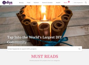 How diys.com looks like on a tablet such as an iPad.