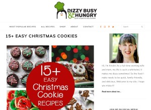 How dizzybusyandhungry.com looks like on a tablet such as an iPad.