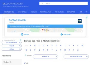 How dlldownloader.com looks like on a tablet such as an iPad.