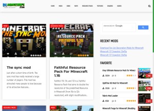 How dlminecraft.net looks like on a tablet such as an iPad.