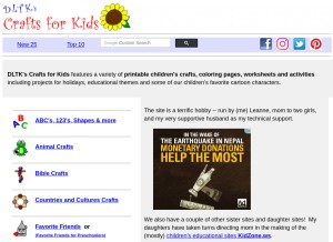 How dltk-kids.com looks like on a tablet such as an iPad.
