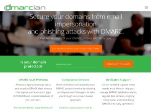 How dmarcian.com looks like on a tablet such as an iPad.