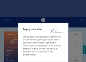 How dmi.dk looks like on a tablet such as an iPad.