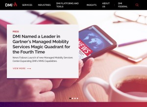 How dminc.com looks like on a tablet such as an iPad.