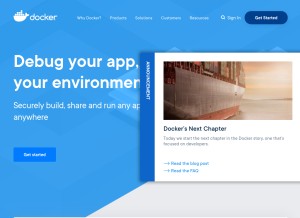 How docker.com looks like on a tablet such as an iPad.