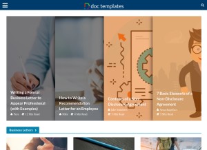 How doctemplates.net looks like on a tablet such as an iPad.