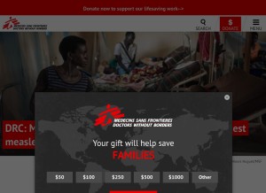 How doctorswithoutborders.org looks like on a tablet such as an iPad.