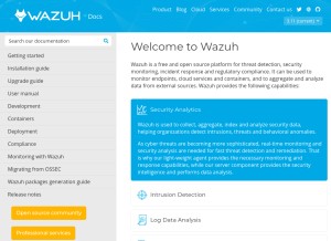 How documentation.wazuh.com looks like on a tablet such as an iPad.