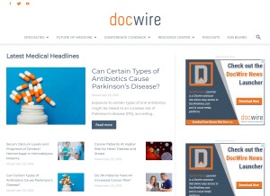 How docwirenews.com looks like on a tablet such as an iPad.
