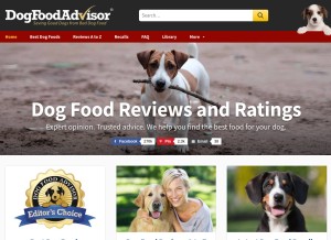 How dogfoodadvisor.com looks like on a tablet such as an iPad.