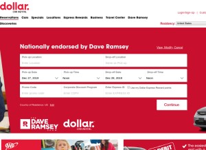 How dollar.com looks like on a tablet such as an iPad.