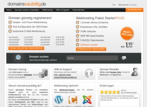 How domainssaubillig.de looks like on a tablet such as an iPad.