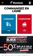 How dominos.fr looks like on a mobile device such as an iPhone.