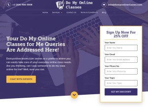 How domyonlineclasses.com looks like on a tablet such as an iPad.