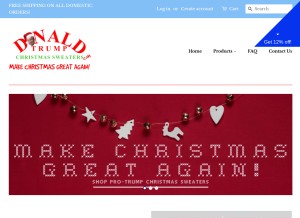 How donaldtrumpuglysweaters.com looks like on a tablet such as an iPad.