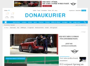 How donaukurier.de looks like on a tablet such as an iPad.