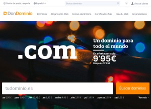 How dondominio.net looks like on a tablet such as an iPad.