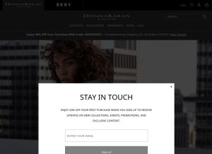 How donnakaran.com looks like on a tablet such as an iPad.