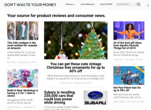 How dontwasteyourmoney.com looks like on a tablet such as an iPad.