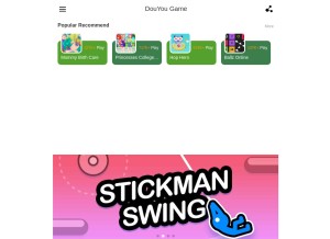 How douyougame.com looks like on a tablet such as an iPad.