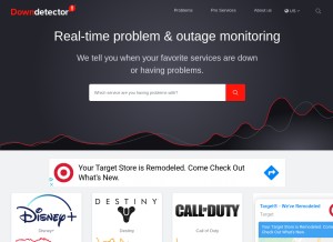 How downdetector.com looks like on a tablet such as an iPad.