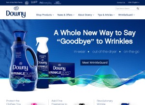 How downy.com looks like on a tablet such as an iPad.