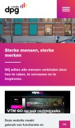 How dpgmedia.be looks like on a mobile device such as an iPhone.