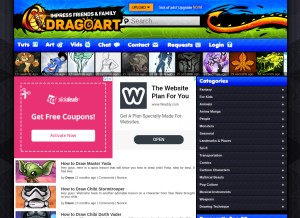 How dragoart.com looks like on a tablet such as an iPad.