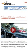 How dragtimes.com looks like on a mobile device such as an iPhone.