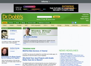 How drdobbs.com looks like on a tablet such as an iPad.