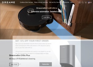 How dreametech.com looks like on a tablet such as an iPad.