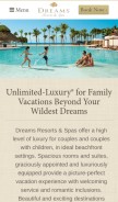 How dreamsresorts.com looks like on a mobile device such as an iPhone.