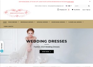 How dressystyles.com looks like on a tablet such as an iPad.