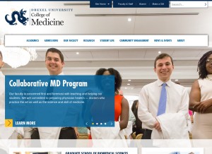 How drexelmed.edu looks like on a tablet such as an iPad.