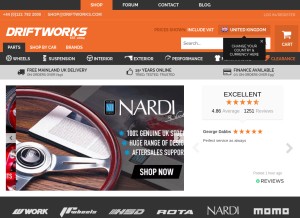 How driftworks.com looks like on a tablet such as an iPad.