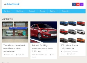 How drivestreak.com looks like on a tablet such as an iPad.