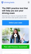 How driving-tests.org looks like on a mobile device such as an iPhone.