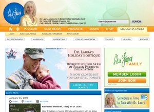 How drlaura.com looks like on a tablet such as an iPad.
