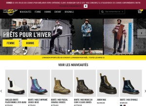 How drmartens.com looks like on a tablet such as an iPad.