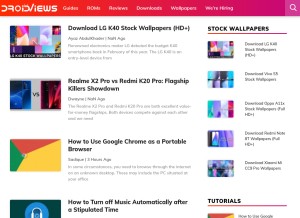 How droidviews.com looks like on a tablet such as an iPad.