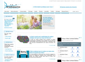 How droitissimo.com looks like on a tablet such as an iPad.