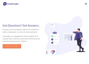 How dropthought.com looks like on a tablet such as an iPad.