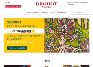 How drouot.com looks like on a tablet such as an iPad.