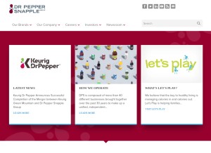 How drpeppersnapplegroup.com looks like on a tablet such as an iPad.
