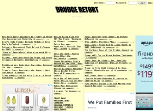 How drudge.com looks like on a tablet such as an iPad.