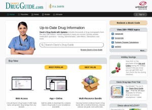 How drugguide.com looks like on a tablet such as an iPad.
